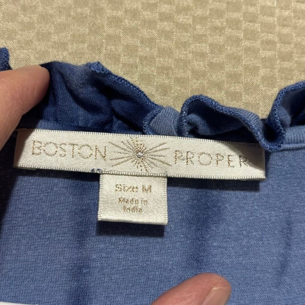 Boston Proper Women's Tie Dye Ruffle Collar Tie Neck Flowy Tunic Size Medium - Picture 4 of 9